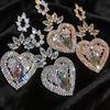 Silver Needle Rhinestone Flower Heart Earrings: Elegant, Statement Accessories for Women