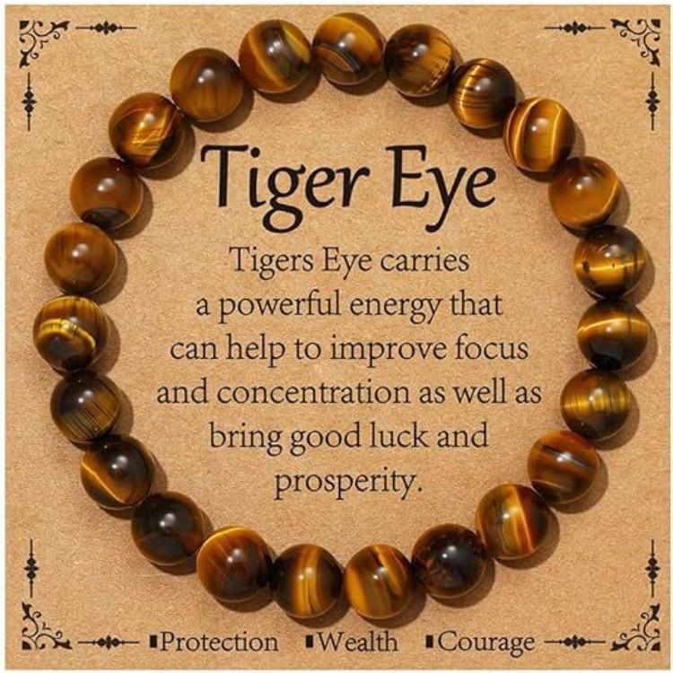 Fashion Triple Protection Natural Crystal Bracelet Gift Card Tiger Eye Natural Crystal Bracelet Fashion Bracelet