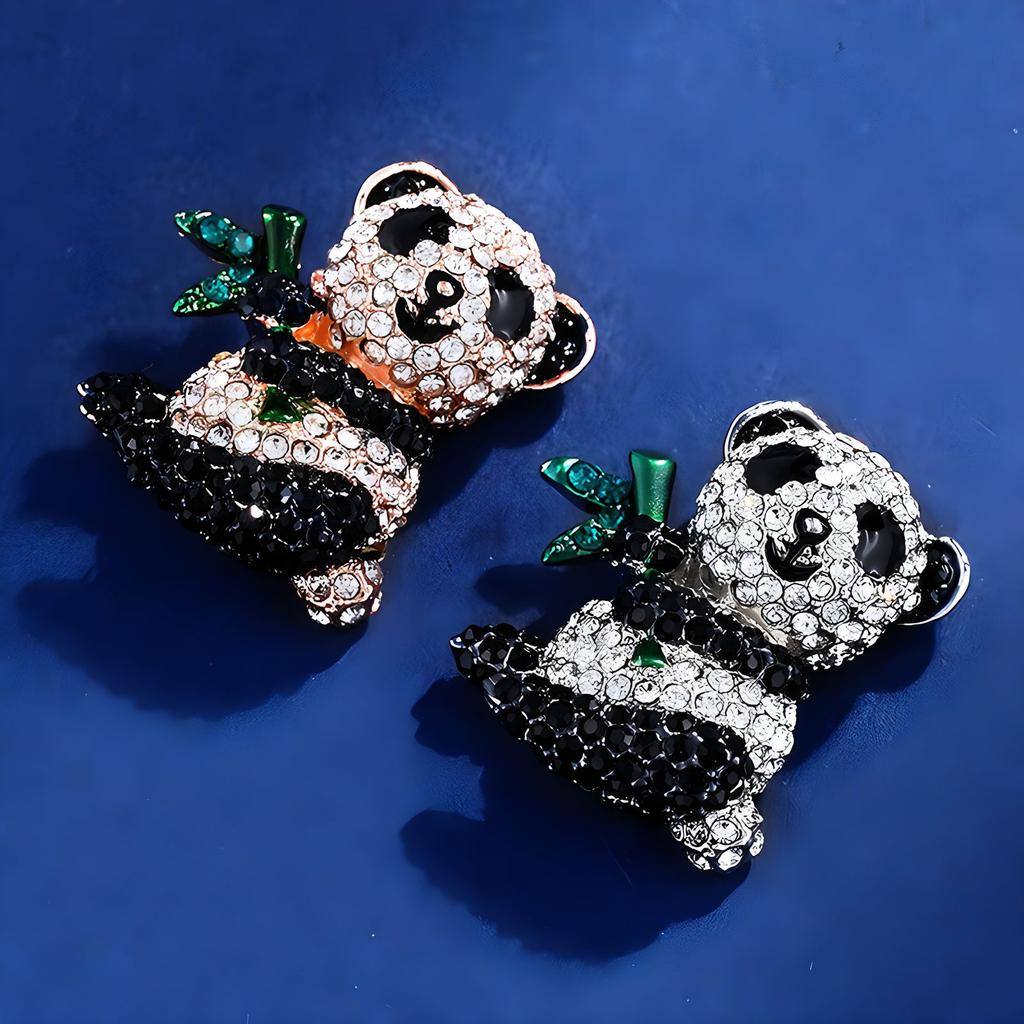 Chinese style panda brooch female cartoon animal rhinestone pin anti-light corsage accessories anti-practical national tide