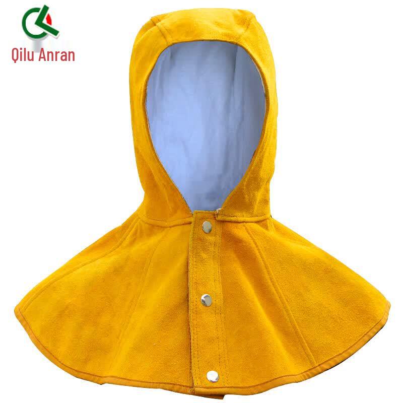 Flame Retardant Leather Welding Hood with Shoulder Cape