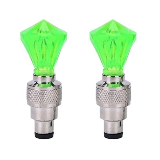 

2Pcs Diamond Shape Car Motorcycle Bike Tyre Tire Valve Caps Decorative LED Light зелёный