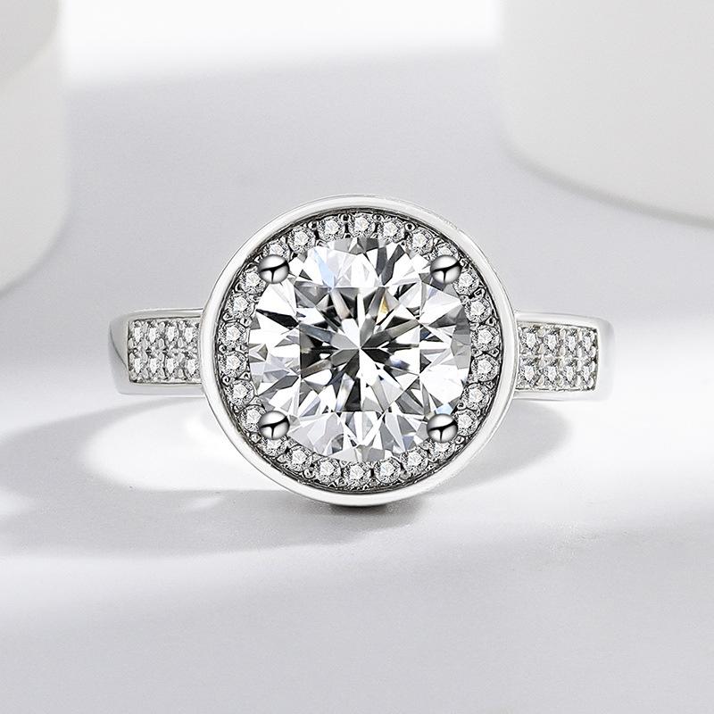 925 Sterling Silver Princess Round Bag 3 Carat Imitation Mozambican Diamond Zircon Ring Birthday Anniversary Party Gift