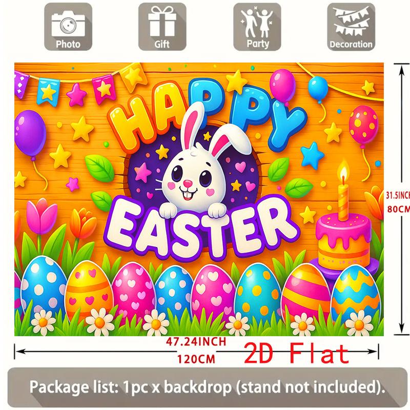 2D flat, 1-piece Easter Bunny and Easter Egg party banner – Happy Easter slogan