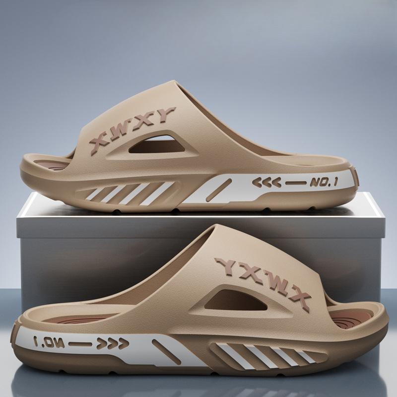 Men Slippers Non-slip Bathroom Slippers Home Shoes Open Toed Thick Soft Sole Breathable Comfort Flat Platform Indoor Slippers