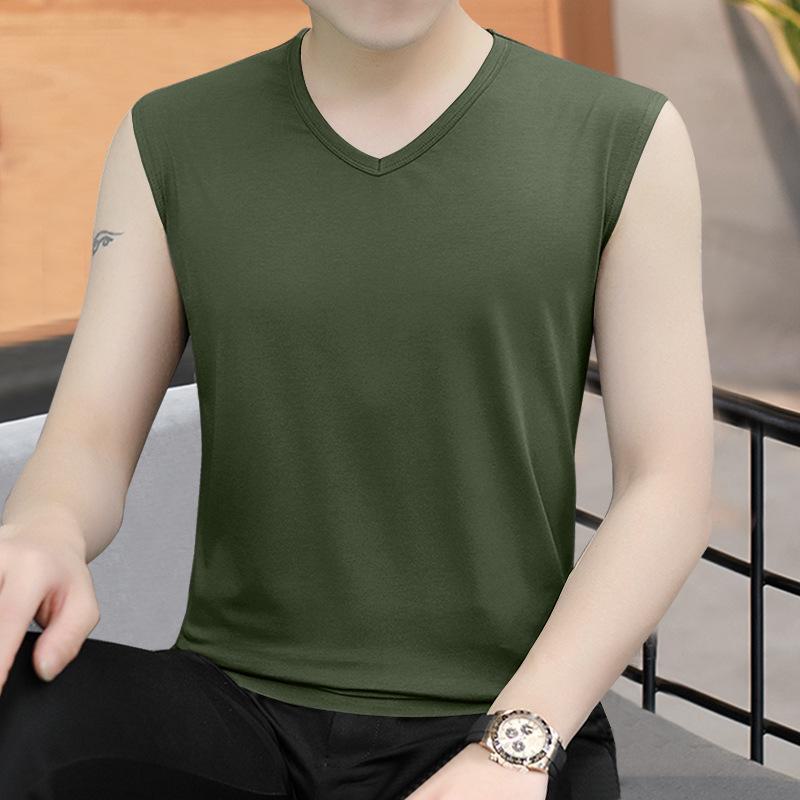Men's Slim Korean Style V-Neck Sleeveless Vest - Casual Breathable Solid Color Youth Waistcoat