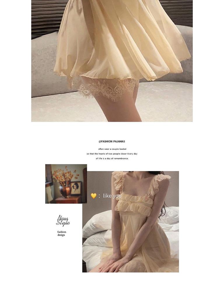 Jarní/Letní Sexy Sladká Noční košilka na jedno rameno - Čistá Touha Špagetová sukně Pyžamo, Princeznovský styl