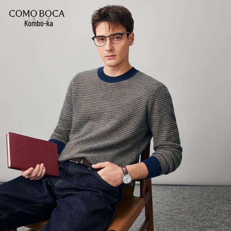 

Men s 100% Cashmere Striped Round Neck Pullover Sweater L