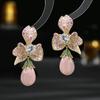 New French Style Retro Palace Style Earrings Women's Luxury Elegant Temperament Drop Shaped Imitation Pearl Flower Earrings