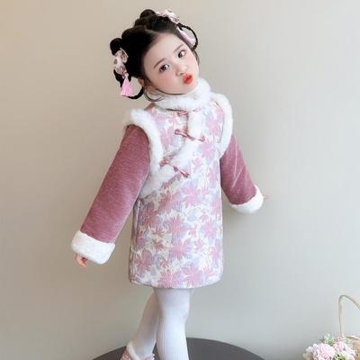 Meng Tang Tang Winter Kinder Dickes Hanfu Qipao Rock - Mädchen Neujahr Chinesischer Stil Tang Anzug.