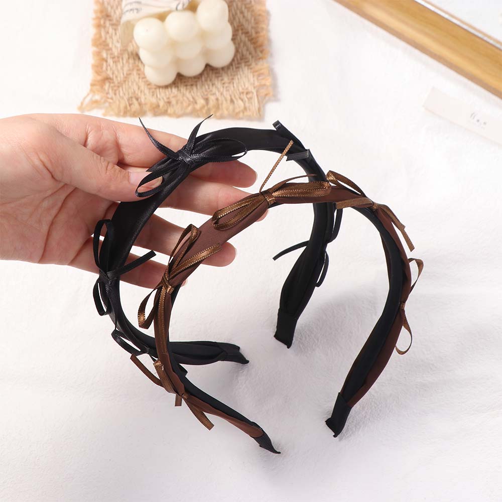 Elegant French Style Hairband Thin Women's Hairhoop Ins Satin Bow Headband Ladies