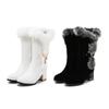 New Winter Fashion Thick Heel High Heel Women's Shoes Medium Tube Suede Boots