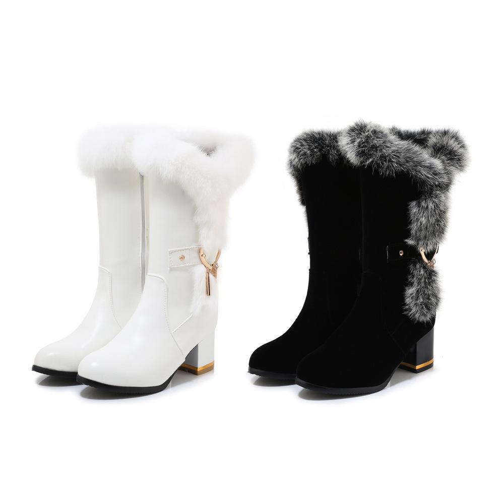 New Winter Fashion Thick Heel High Heel Women's Shoes Medium Tube Suede Boots