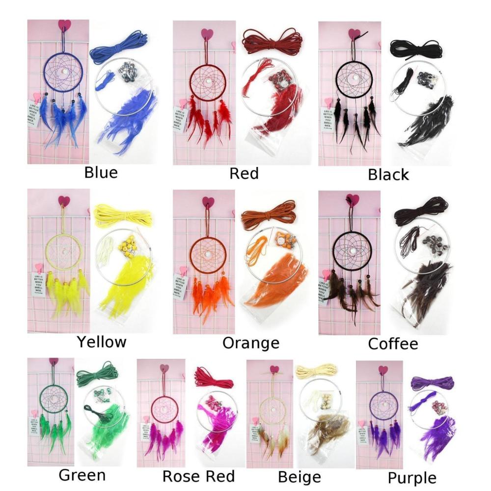 Colorful DIY Dream Catcher Kit Feather Decoration Wall Home nursery Decor Feather Set Crafts Dream Catcher DIY Material craft