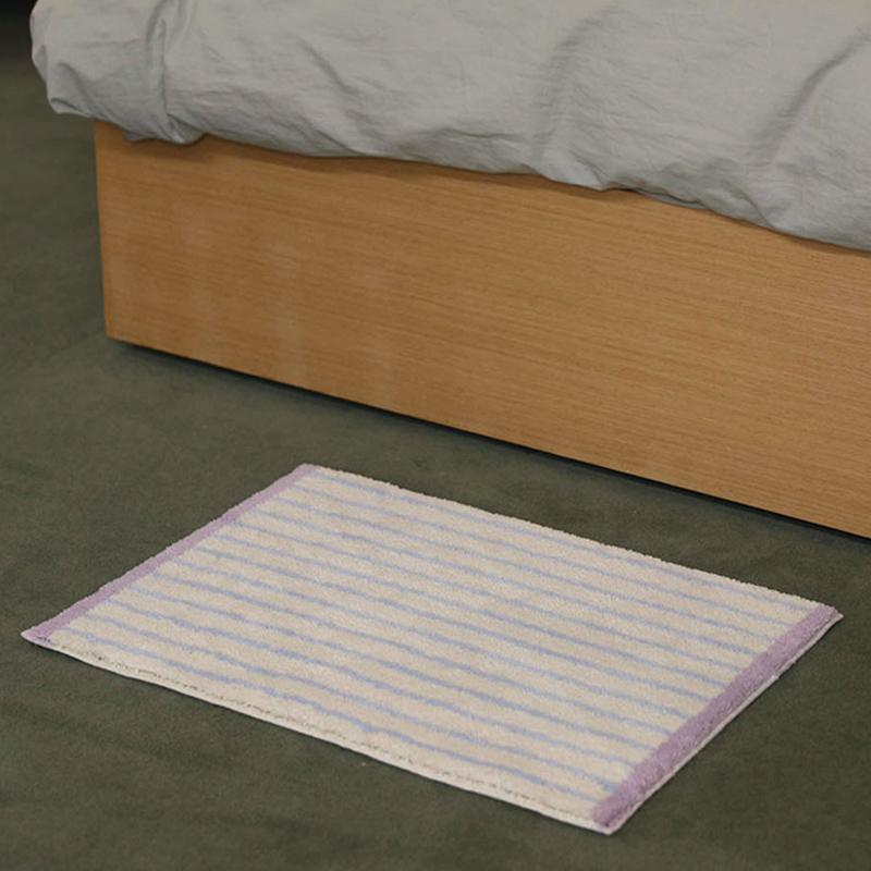 

VIKAMA Ins-style Korean-style Striped Checkered Water-absorbing Bathroom Floor Mat, Small Doormat for Home Decoration 40X60CM(1.3X2FT