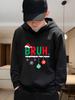 Herbst/Winter Weihnachtspullover mit Kapuze für Jungen und Mädchen, mit BRUH-Aufschrift und Weihnachtsschneeflocken-Print