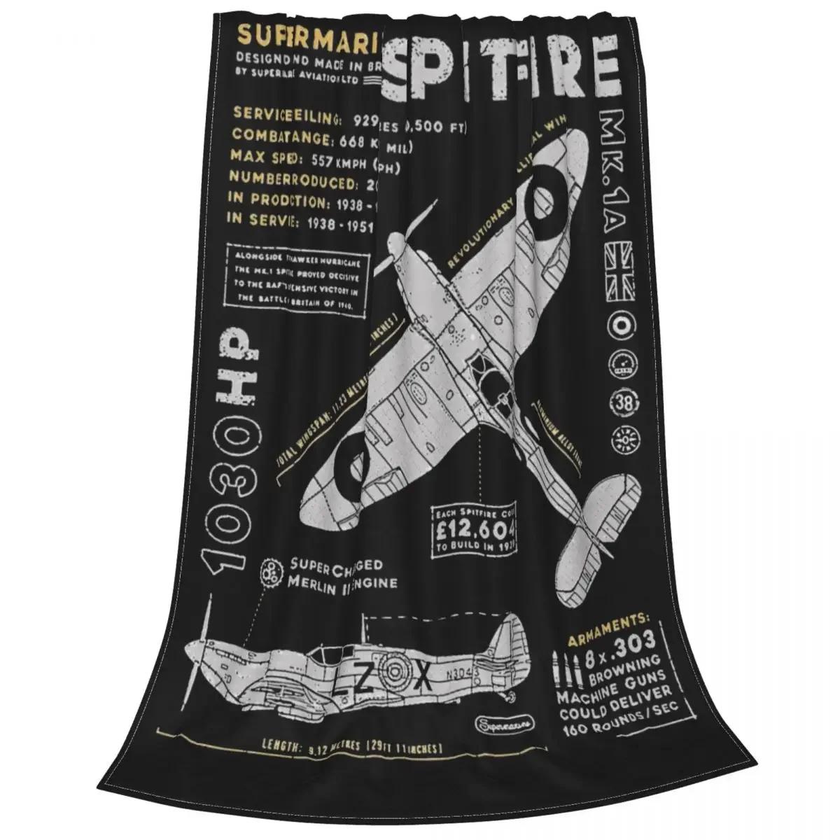 

Supermarine Spitfire Fuzzy Blankets Fighter Pilot Aircraft Airplane Awesome Throw Blanket Home Hotel Sofa 200x150cm Bedspreads 75x90cm