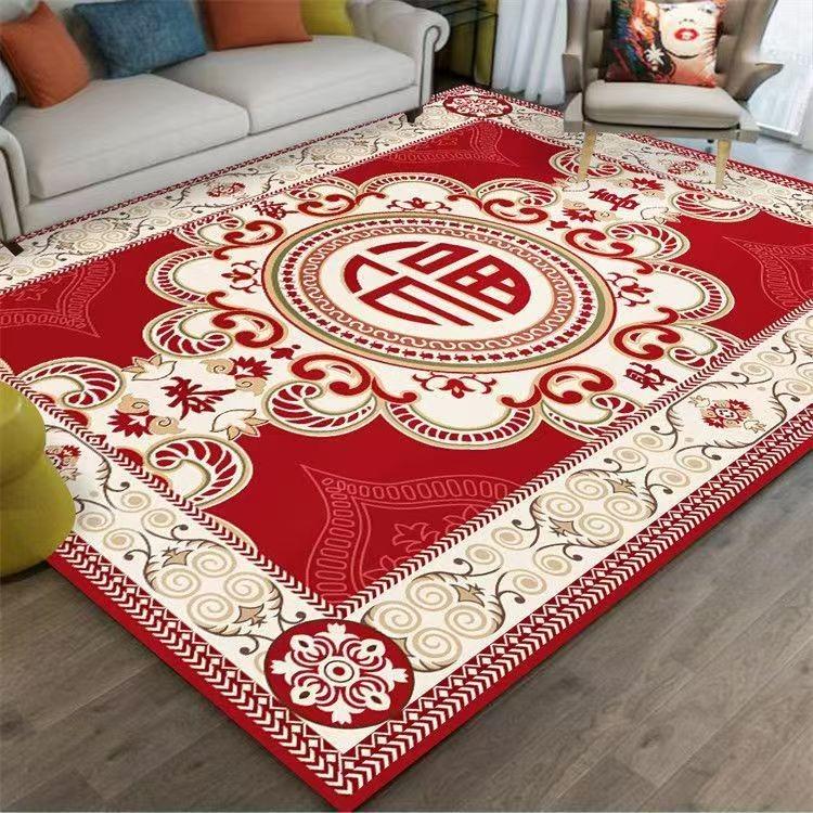 New Chinese Style Fortune Red Carpet Living Room Sofa Bedroom Study Bathroom Kitchen Entrance Door Mat Non-slip Luxury Decor Rug