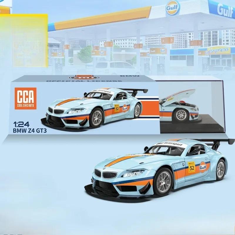 Diecast 1/24 BMW M4 GT3 GULF Alloy Car Model with Display Box Children Boy Toy Vehicle Gift Sound Light Miniature Voiture