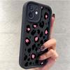 Pink Leopard Print iPhone 14/15/16/17 Pro Max Protective Black Case
