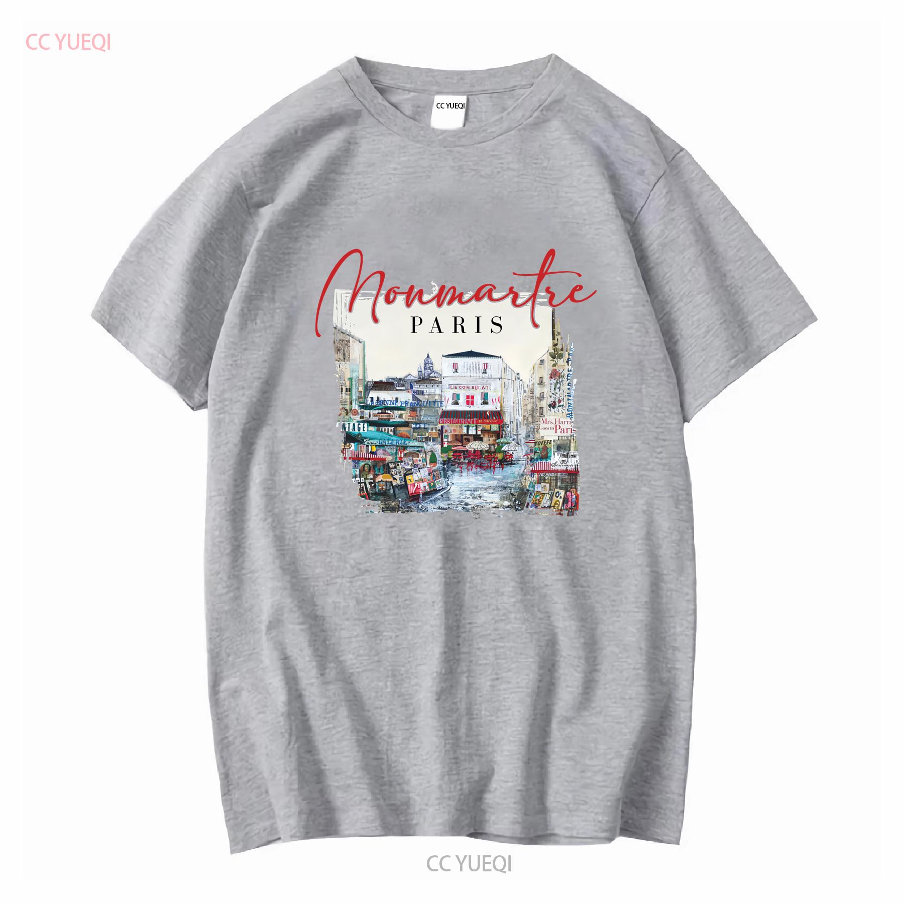Montmartre T Shirt Paris Travel France Crewneck Eiffel Tower long or short sleeves vintage Washed streetwear Stretched S