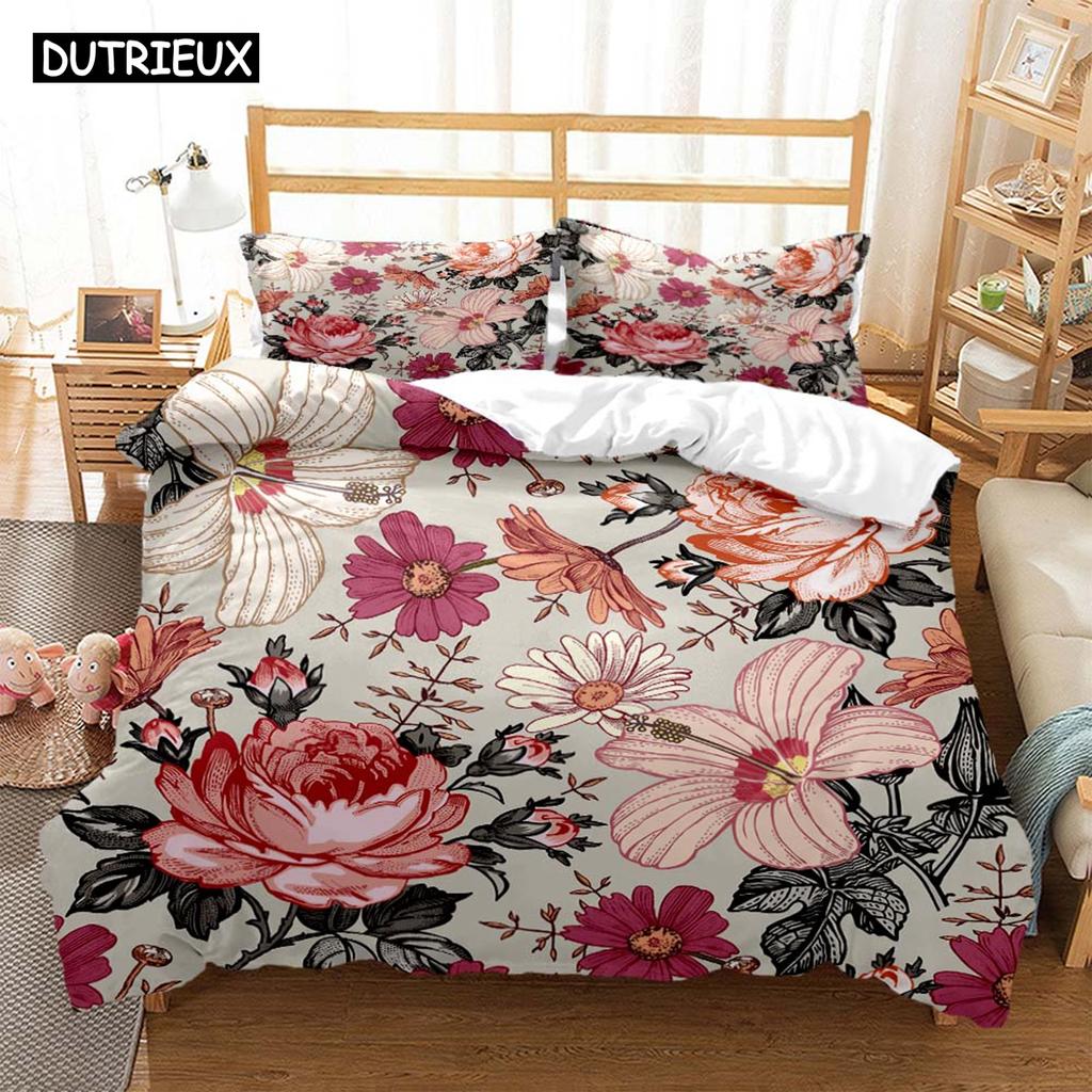 Plant Flowers Digital Print Polyester Bedding Sets Child Kids Covers Boys Bed Linen Set For Teens Bedding Set