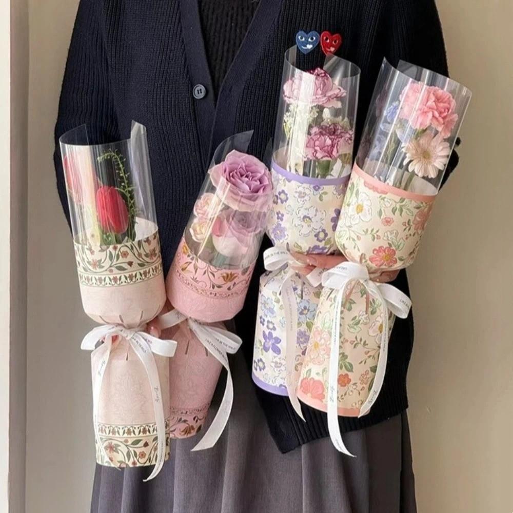 10 Pieces Transparent Single Flower Wrapping Bags Bouquet Packaging Bag Wedding Celebration