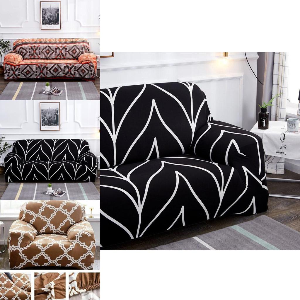 Luxuriöse Stretch-Sofabezüge für 1/2/3/4-Sitzer-Schutz in elegantem Schwarz und Rot