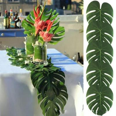 12pcs Artificial Tropical Palm Leave Hawaiian Luau Safari Jungle Party Decoration Summer Wedding Birthday Table Decor Fake Plant