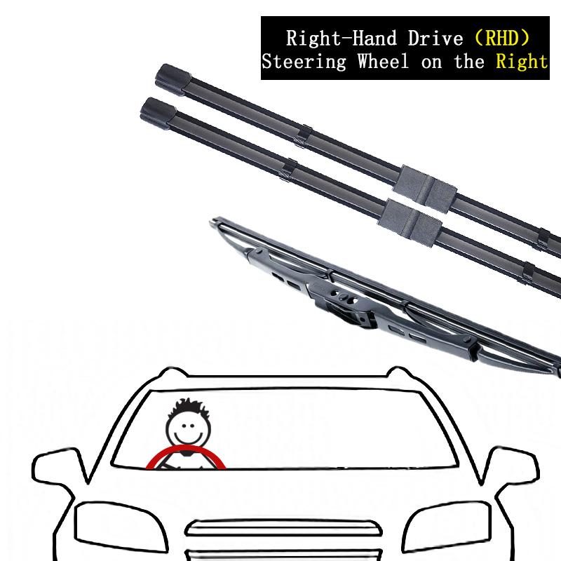 For Mazda 3 BK 2004 2005 2006 2007 2008 2009 Hatchback Frameless Front Rear Back Wiper Blades Cutter Set Auto Replacement