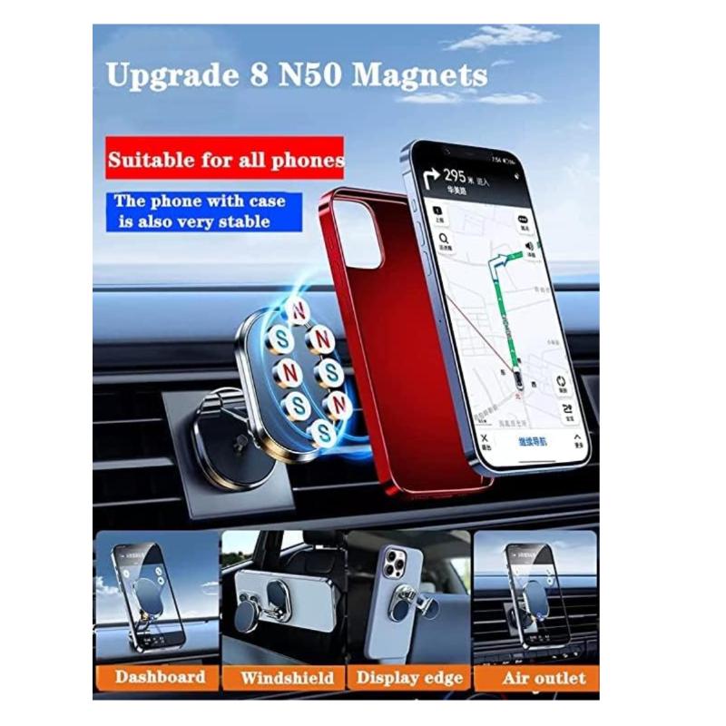 Universelle Auto-Armaturenbretthalterung, 360°-Drehung Magnetische Handyhalterung, Kompatibel mit allen Mobiltelefonen, Hergestellt aus starkem Titan und Silikon, 2er-Pack