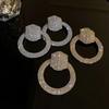 Fashion Geometric Crystal Dangle Earrings for Women Oversize Round Rhinestones Earrings Party Zircon Gifts