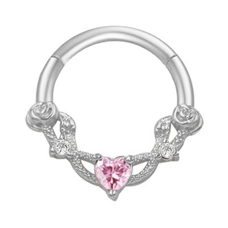 Crystal Nose Piercing Silver Color Septum Ring Stainless Steel Accessory for Ear Helix Cartilage Body Accessories