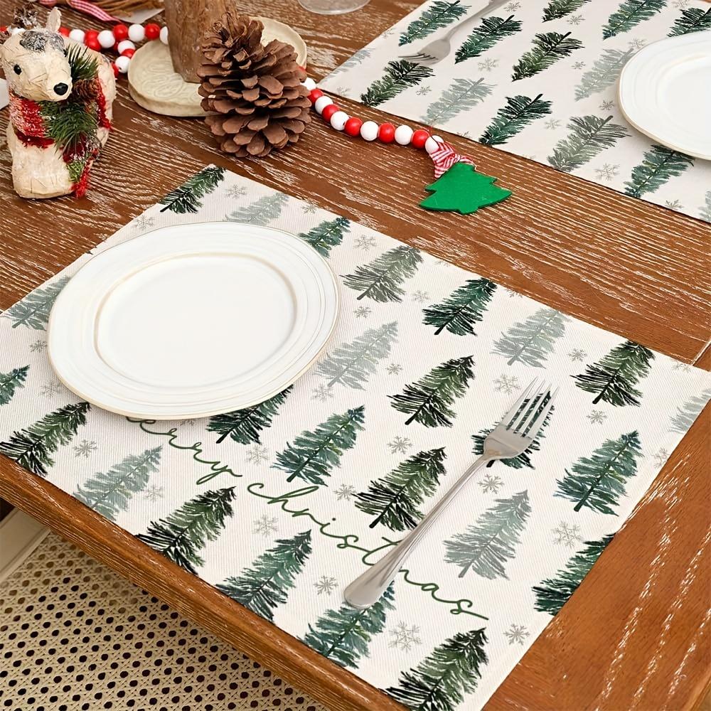 4/6/8/10PCS Christmas Placemats Christmas Tree Snowflake Table Placemats Kitchen Coasters Coffee Coasters Home Decor