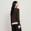 Elva' Island Women's Coffee Stripe Faux Two-Piece Knit Sweater