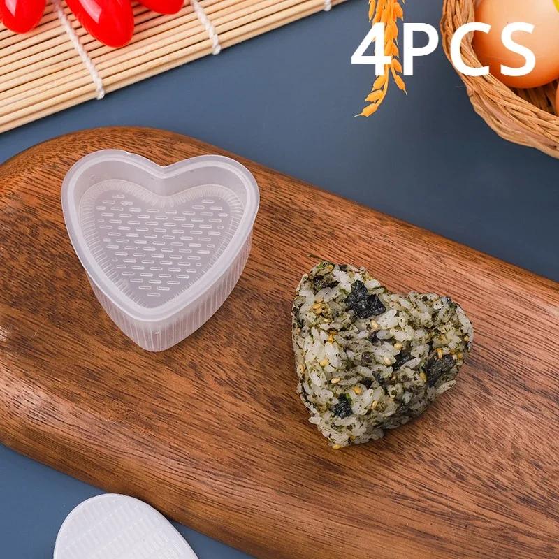 4PCS Sushi Mold Box Transparent Triangular Sushi Maker Mold Onigiri Rice Ball Food Press Sushi Kit Kitchen Bento Accessorie