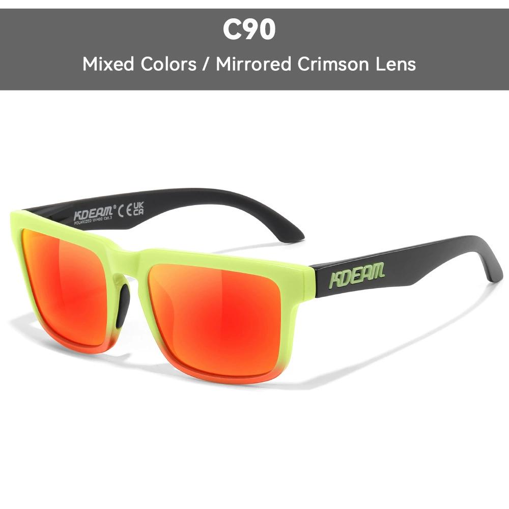 KDEAM Brand Men Square Polarized Sunglasses Colorful Design Cool Fashion Women Shades Summer Sun Glasses Mirrored Coating Lens