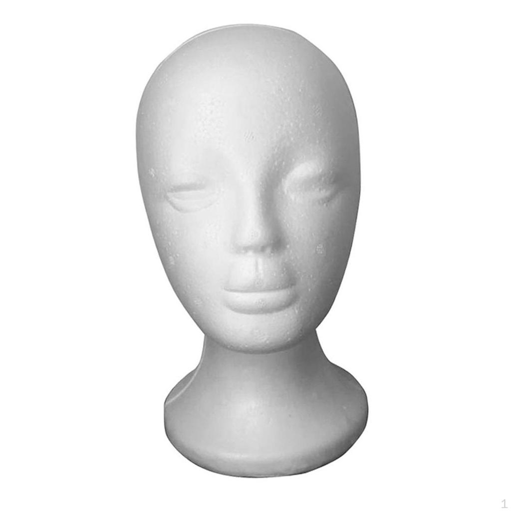 Mannequin Head Display Stand Foam Wigs Manikin Model Round Base for Headwear Hairpieces