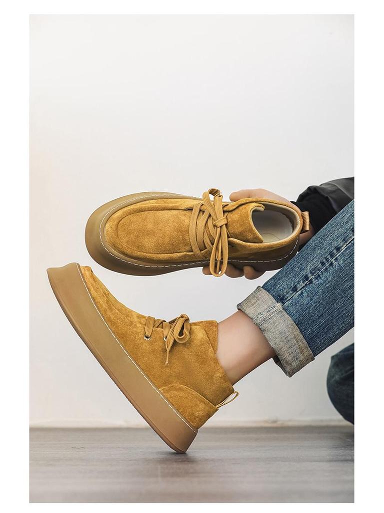 Men's Suede Leather High-Top Velvet Martin Boots - Lace-Up Thick-Soled Casual Shoes for Autumn/Winter
