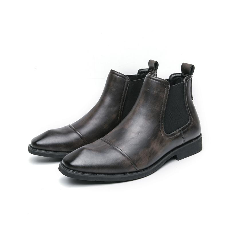 Herren Lederstiefel Große Größe Herbst und Winter Neue Herren Chelsea Boots Modetrend Britischer Stil Business Casual Stiefel