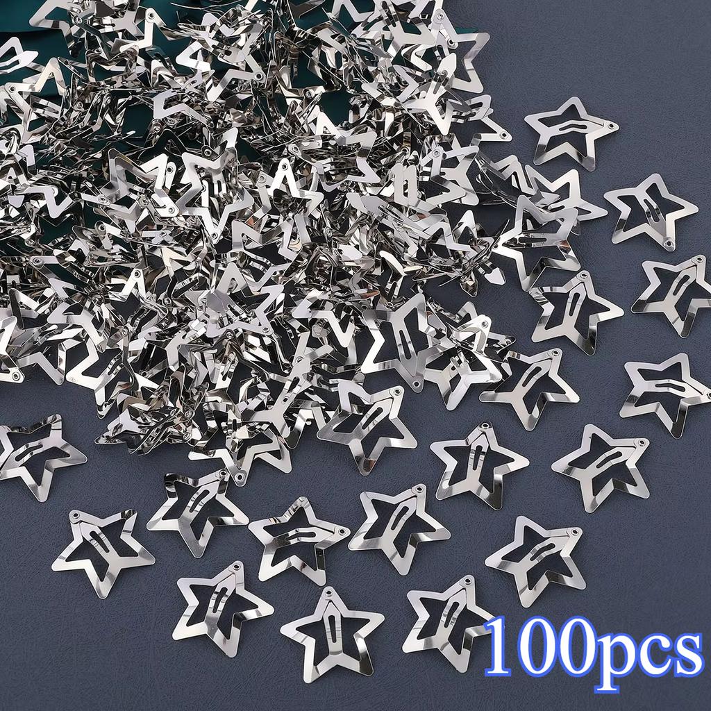 100/50/20/10/5/2 SZT. Klipsy do włosów Y2K w kształcie gwiazdki dla dziewcząt Filigranowa gwiazdka Metalowy klips zatrzaskowy Kobiety Proste wsuwki BB Spinki Akcesoria do włosów