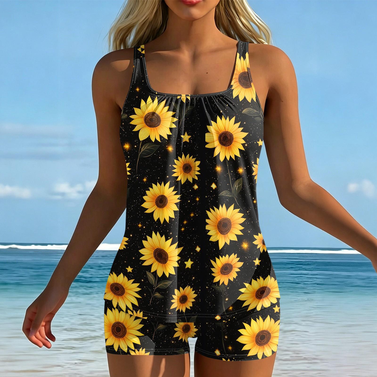 Women s Printed Split Swimsuit Sport Swimsuit Two-Piece Set XL