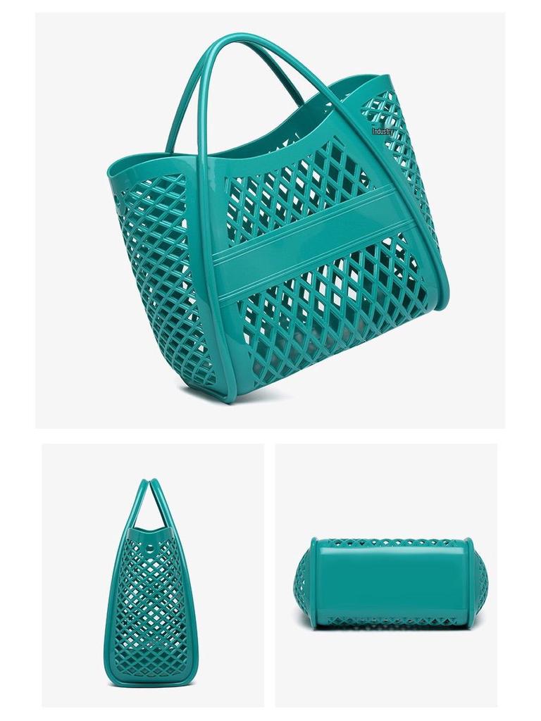 Bolsa de mão de gelatina de silicone: Cesta Versátil Vazada para Piqueniques, Compras, Praia e Banho