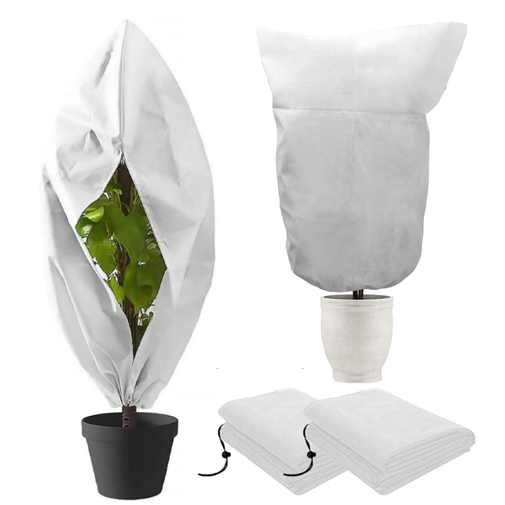 

SATOMO Защита растений от холода, мороза, насекомых, Набор из 2 чехлов 60 x 80, Защита, Защита, Профилактика, Кашпо, Комнатное растение, Многоразовый, Молния, белый