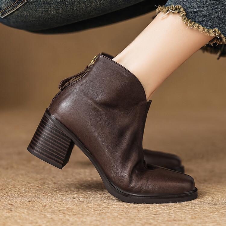 

Fashion New Autumn Winter Genuine Leather Women Boots Fashion Chelsea Boots for Women Round Toe Short Boots High Heels Botines Mujer 40