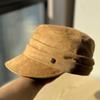 Korean-style suede vintage brown beret for women, autumn and winter suede flat-top equestrian cap, newsboy cap