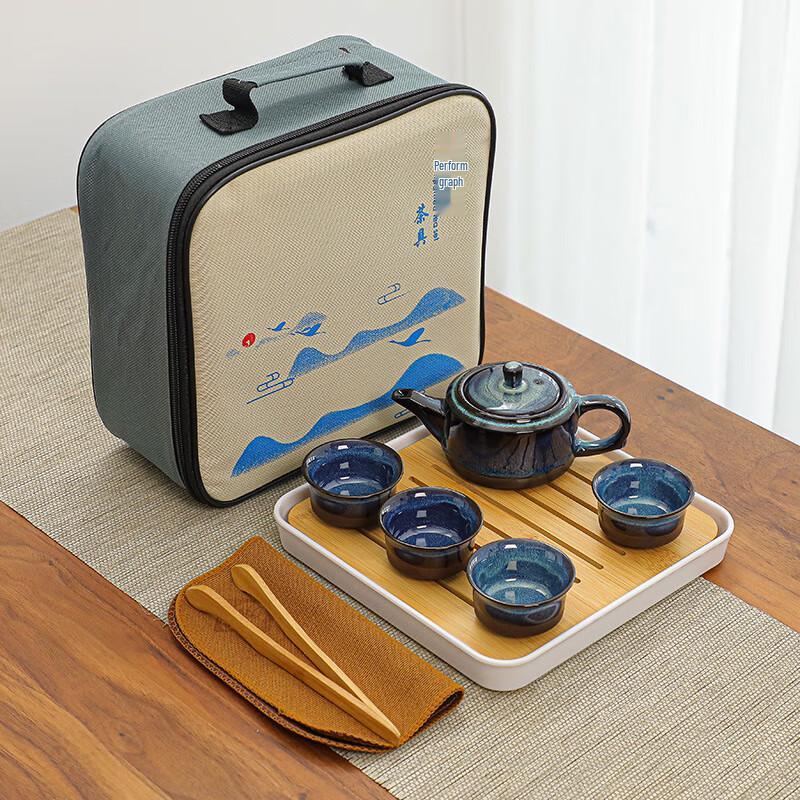 OIMG Tianmu Glaze Travel Kung Fu Tea Set