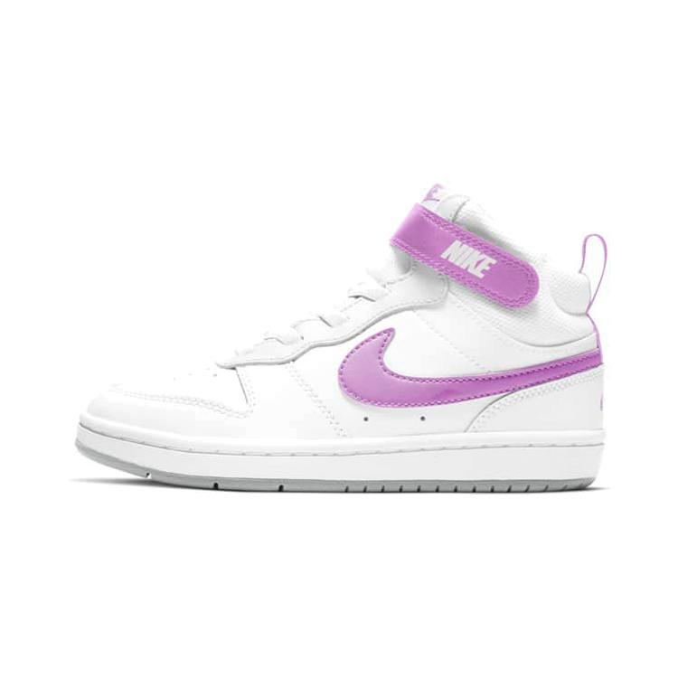 

Nike Mid 2 Кожаные Нескользящие Амортизирующие Износостойкие Средней Высоты Детские Скейтбордические Кроссовки Бело-Фиолетовые CD7783-103 35