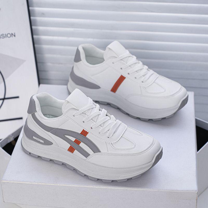 Spring Women's Breathable White Sneakers, Versatile Korean Style with Thick Soles for Height Boost, Casual Dad Shoes