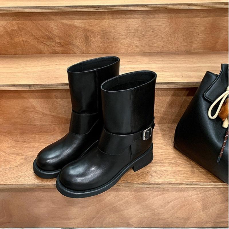 

Cai Wenjing knight boots retro polished short Martin boots women s thick-soled autumn and winter new short boots women 40 чорний