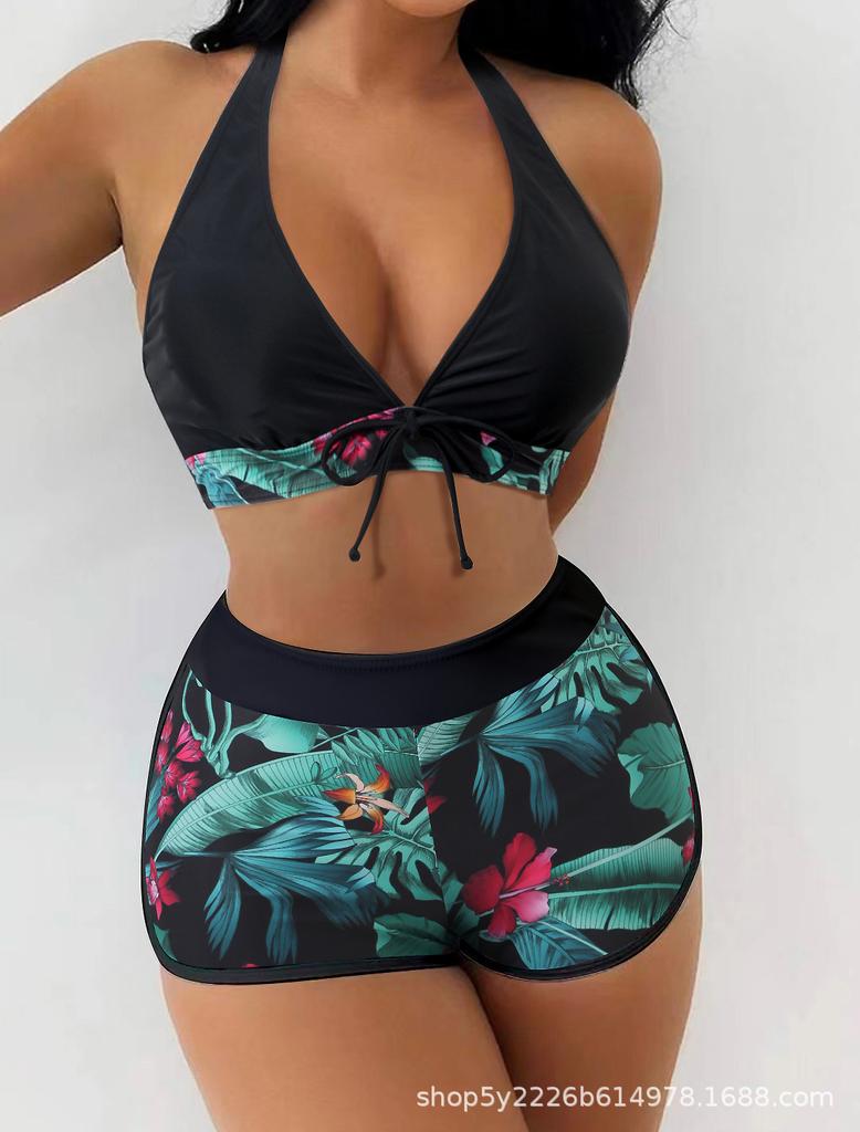 Swimsuit Women's New Split Flat Angle Bikini High Waist Swimsuit